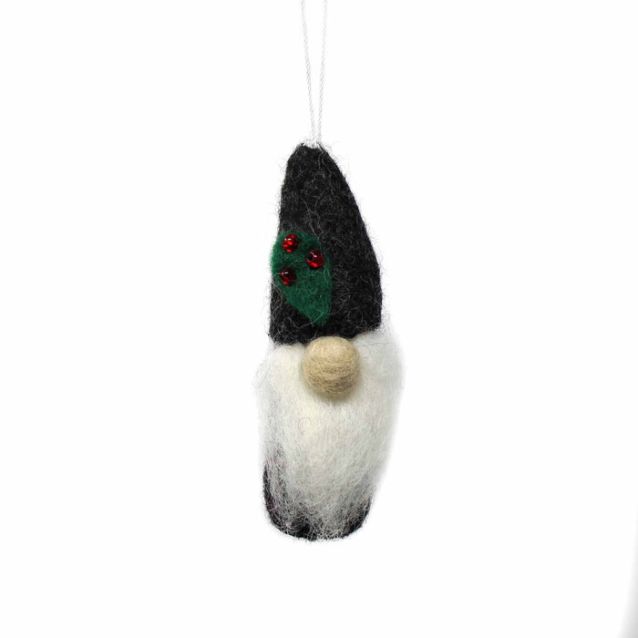Set of 3 Handmade Christmas Gnome Felt Ornaments, Fair Trade, Nepal