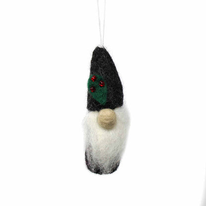 Set of 3 Handmade Christmas Gnome Felt Ornaments, Fair Trade, Nepal