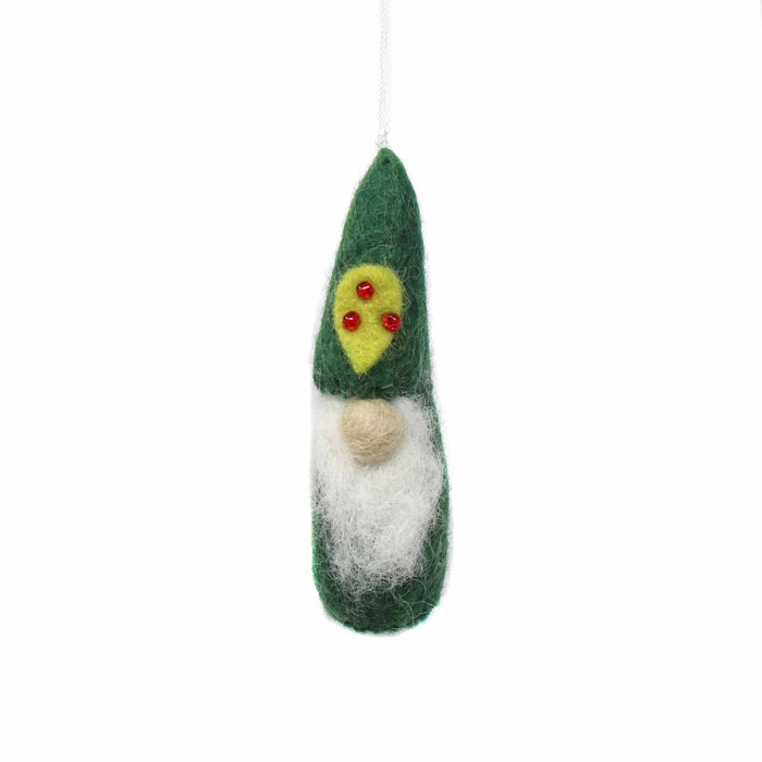 Set of 3 Handmade Christmas Gnome Felt Ornaments, Fair Trade, Nepal