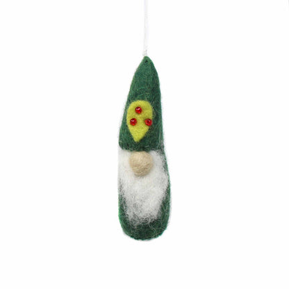 Set of 3 Handmade Christmas Gnome Felt Ornaments, Fair Trade, Nepal