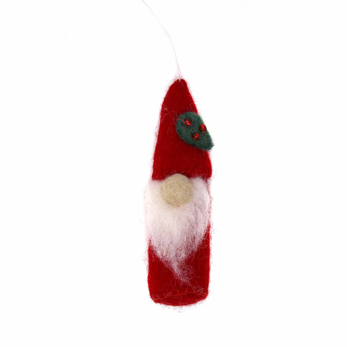 Set of 3 Handmade Christmas Gnome Felt Ornaments, Fair Trade, Nepal