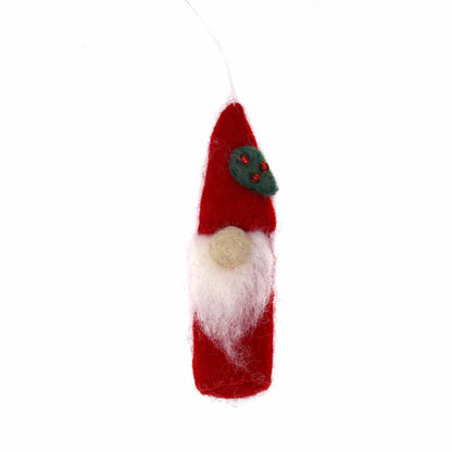 Set of 3 Handmade Christmas Gnome Felt Ornaments, Fair Trade, Nepal