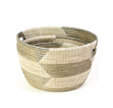 Set of 3 Handwoven Silver Herringbone Nesting Sewing Baskets- Fair Trade, Educates Artisans- Eco-Friendly - Give Back Goods
