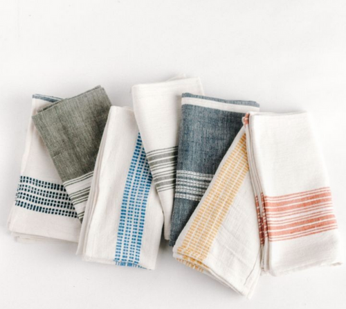 Set of 4 Hand Woven Ethiopian Cotton Dinner Napkins, Eco-Friendly, Fair Trade