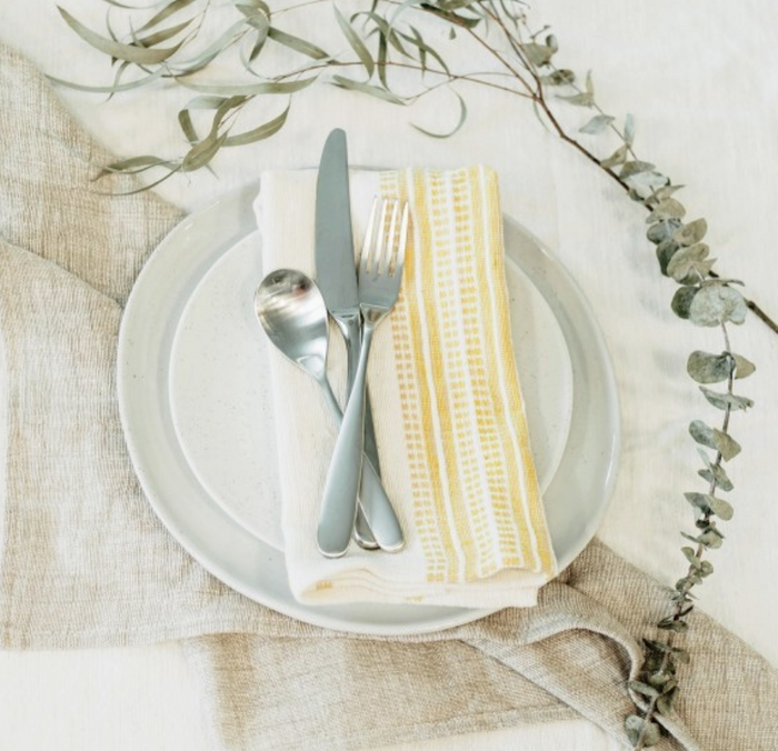 Set of 4- Hand Woven Ethiopian Cotton Dinner Napkins- Eco-Friendly, Fair Trade - Give Back Goods