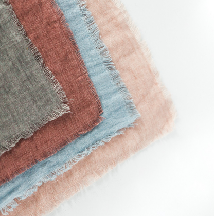 Set of 4 Hand Woven Stone Washed Linen Cloth Cocktail Napkins- Eco-Friendly, Fair Trade