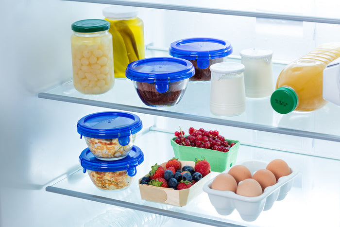 Set of 5 glass baby storage jars with waterproof navy blue purple lid - My First Pyrex+