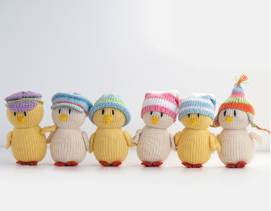 Set of Hand Knit Easter Chick Ornaments,  Fair Trade