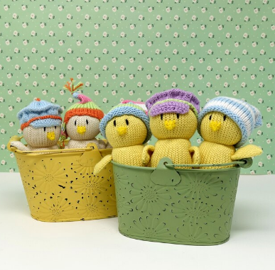 Set of Hand Knit Easter Chick Ornaments,  Fair Trade