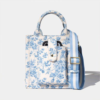Small Dillon Book Tote - Chambray Toile/Gold
