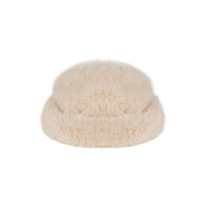 Snuggle Bucket hat in Almond color, made of soft faux fur