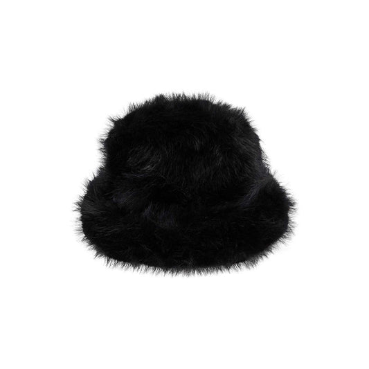 Snuggle Bucket hat in black faux fur with soft touch lining