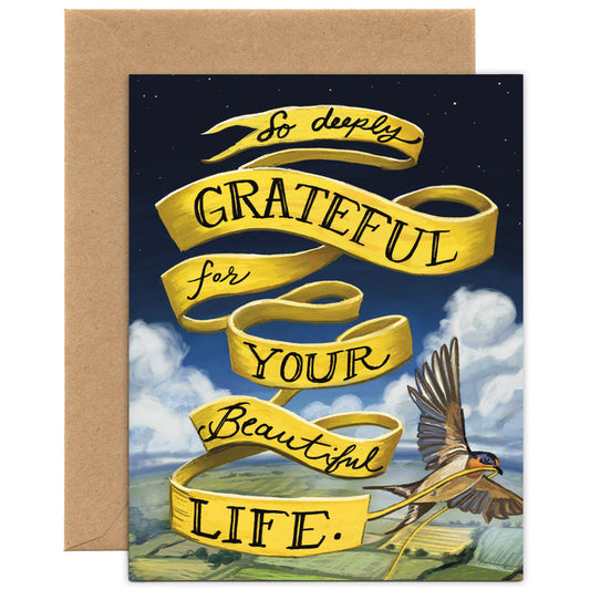 So Deeply Grateful for Your Beautiful Life — Birthday, Thank You Card
