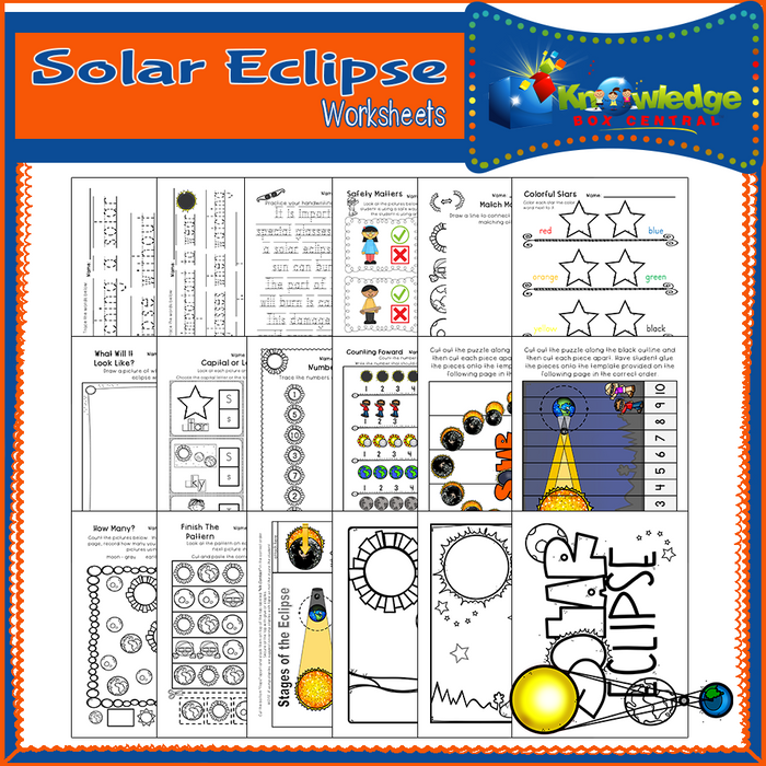 Solar Eclipse Worksheets for PreK and Kindergarten