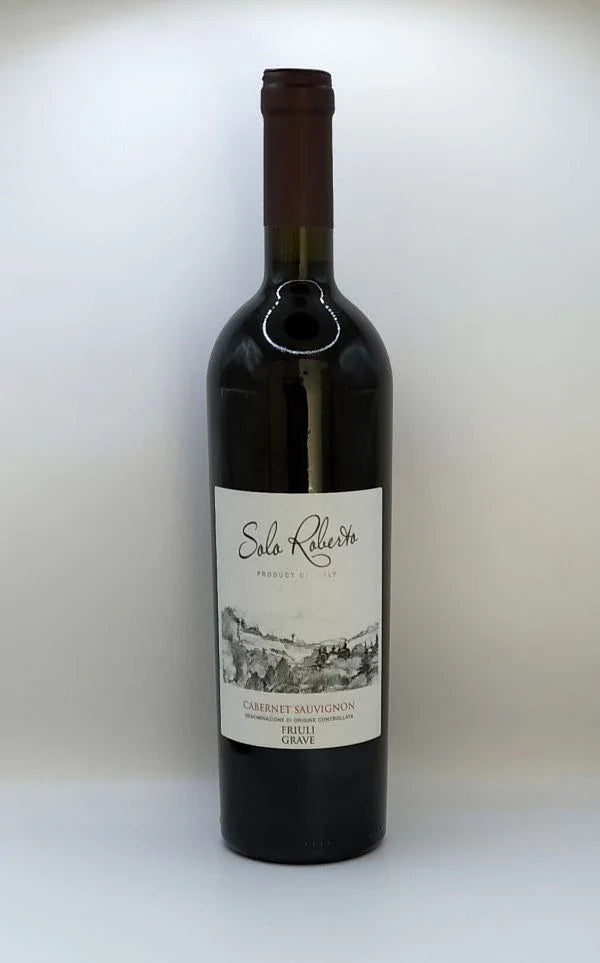Wine bottle with a label on a white background