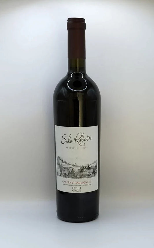 Wine bottle with a label on a white background