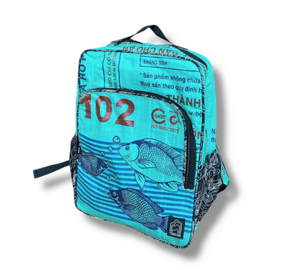 Square Upcycled Backpack made from Feed Bags, Eco-Friendly, Sustainable