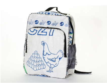 Square Upcycled Backpack made from Feed Bags, Eco-Friendly, Sustainable