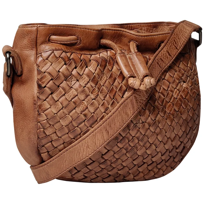 Stella Leather Shoulder Bag for Women, Cognac