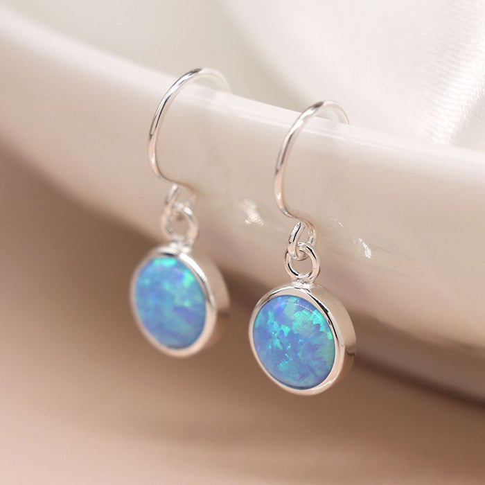 Sterling Silver Blue Opal Earrings