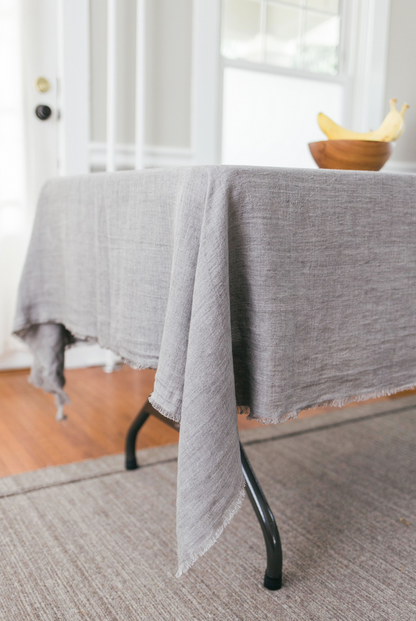 Stone Washed Linen Tablecloth 84 x 60 (Rose, Grey, Blush, Navy)  Eco-Friendly, Fair Trade