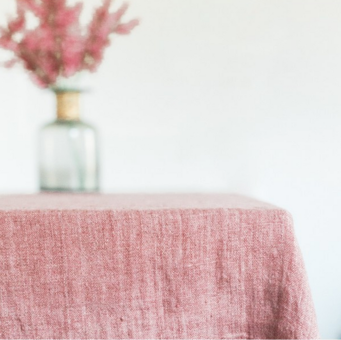 Stone Washed Linen Tablecloth 84 x 60 (Rose, Grey, Blush, Navy)  Eco-Friendly, Fair Trade