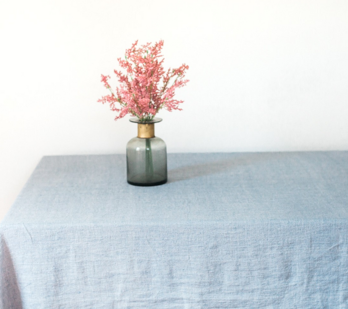 Stone Washed Linen Tablecloth 84 x 60 (Rose, Grey, Blush, Navy)  Eco-Friendly, Fair Trade