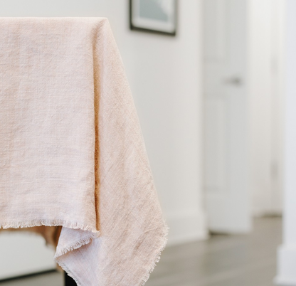 Stone Washed Linen Tablecloth 84 x 60 (Rose, Grey, Blush, Navy)  Eco-Friendly, Fair Trade