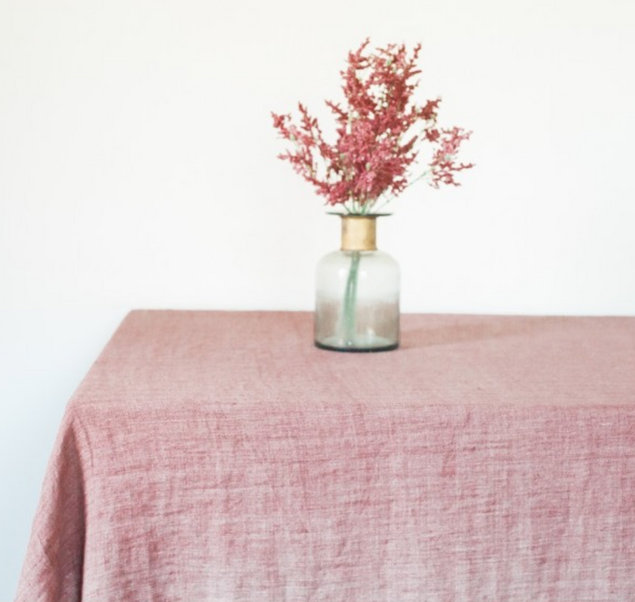 Stone Washed Linen Tablecloth 84 x 60 (Rose, Grey, Blush, Navy)  Eco-Friendly, Fair Trade