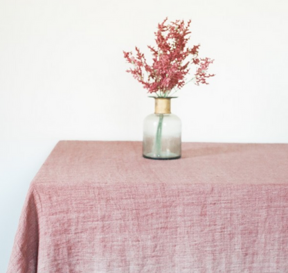 Stone Washed Linen Tablecloth 84 x 60 (Rose, Grey, Blush, Navy)  Eco-Friendly, Fair Trade