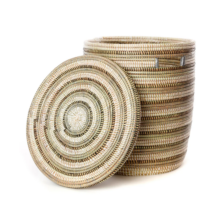 Striped Hamper Laundry Storage Basket- Fair Trade-Eco-Friendly- Handmade