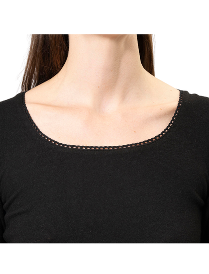 T-Shirt Femme col carré Noir