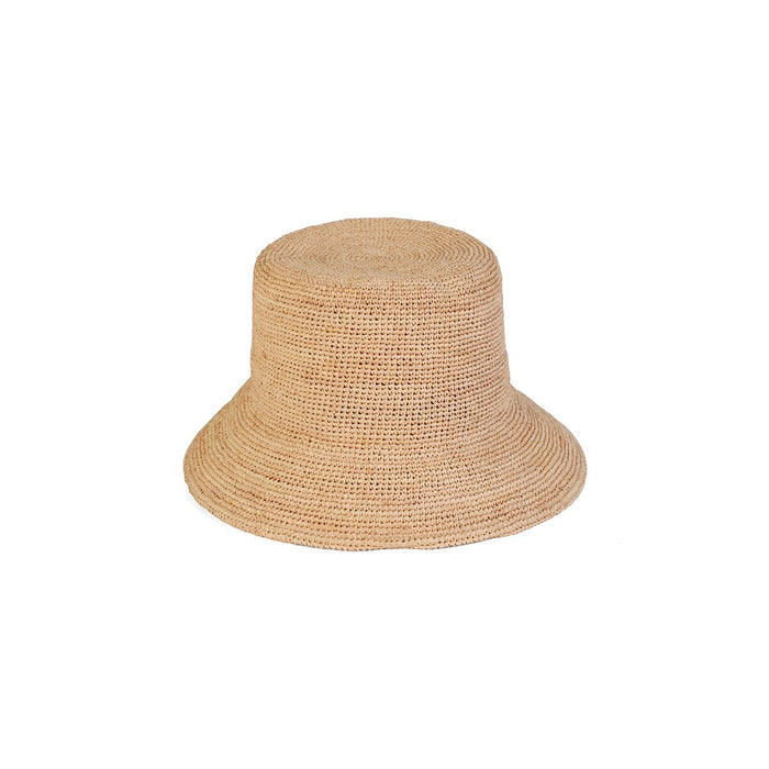 Natural raffia straw bucket hat with a short brim