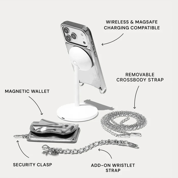 The Kaia Duet Pouch Set - Silver Patent/Silver