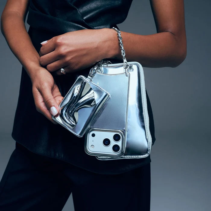 The Kaia Duet Pouch Set - Silver Patent/Silver