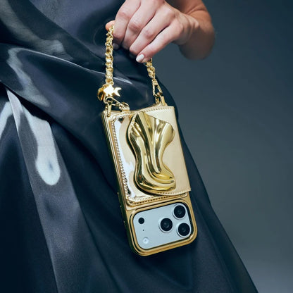 The Kaia Wristlet Pouch Set - Gold Patent/Gold