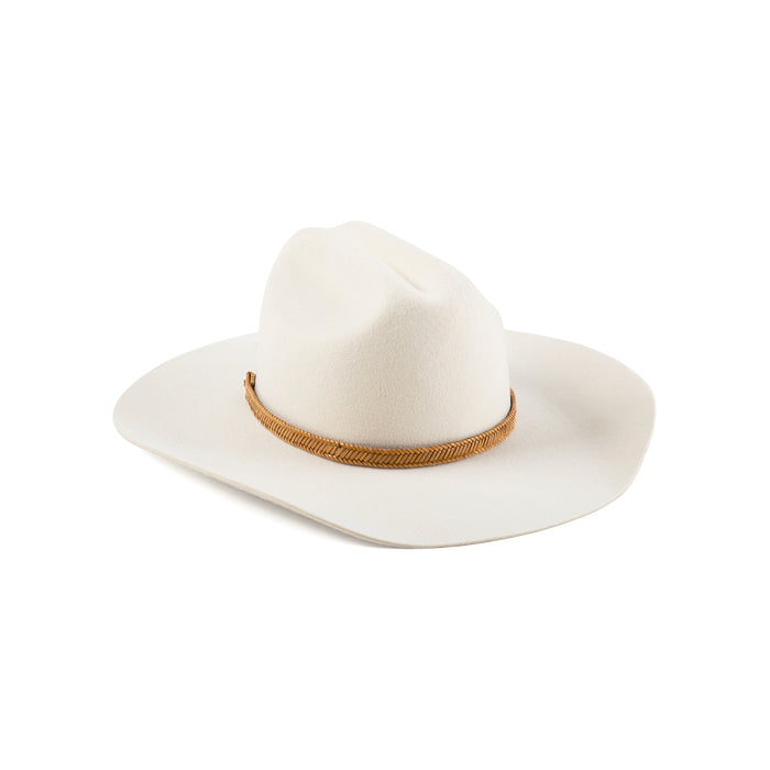 The Ridge Wool Felt Cowboy Hat in White with a brown band