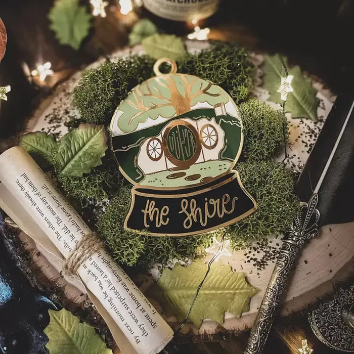 Lord of the Rings Inspired: The Shire Snow Globe Enamel Ornament Home