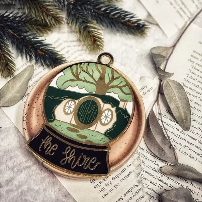 Lord of the Rings Inspired: The Shire Snow Globe Enamel Ornament Home