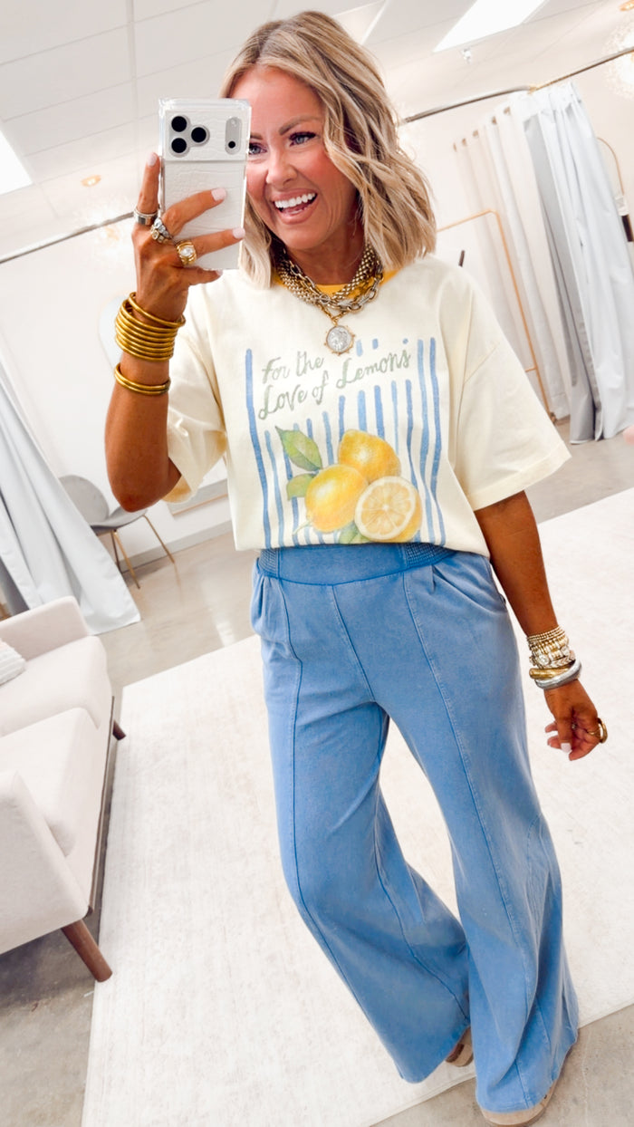 The Weekend Wide Leg Lounge Pants-Blue
