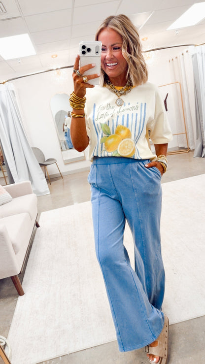 The Weekend Wide Leg Lounge Pants-Blue