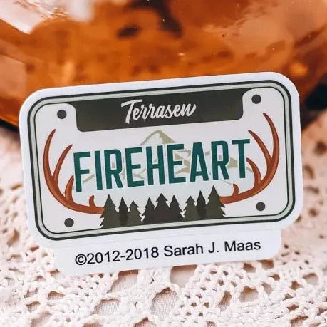 Throne of Glass Inspired: Fireheart License Plate Sticker Stickers