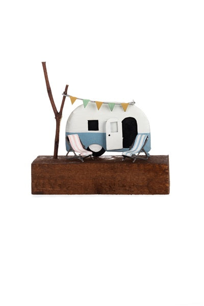 Tin Caravan Ornament -  Blue