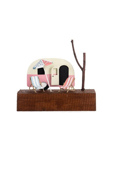 Tin Caravan Ornament - Pink