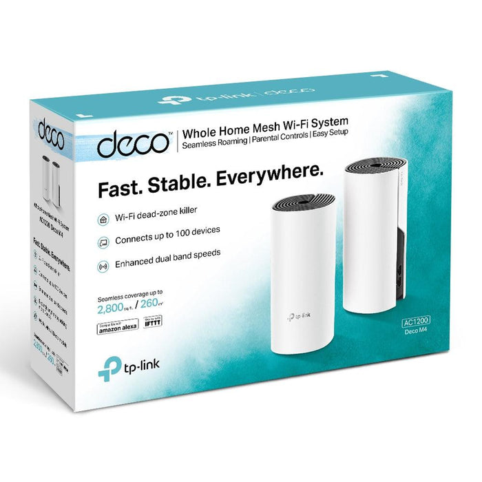 TP Link Deco M4 AC1200 Wi-Fi System - Pack of 2 - White | DECOM42PK from DID Electrical - guaranteed Irish, guaranteed quality service. (6977437630652)