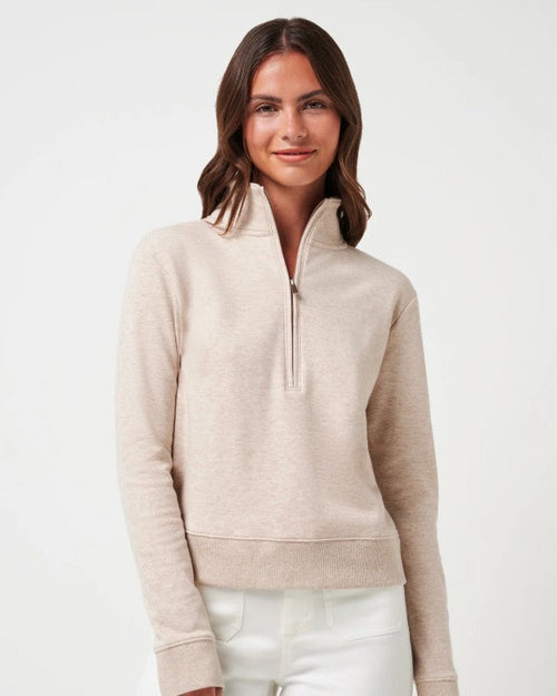 Travis Matthew Women's Cloud Fleece Half Zip - Heather Natural