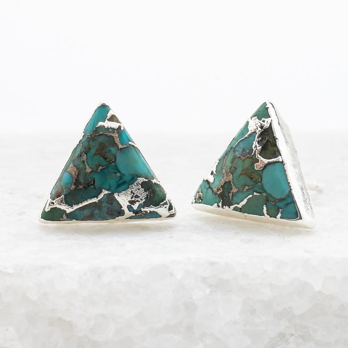 triangle silver and turquoise earrings