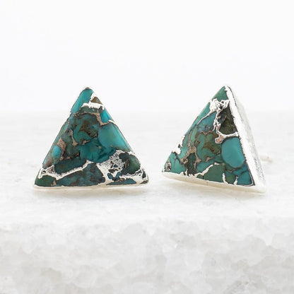 triangle silver and turquoise earrings