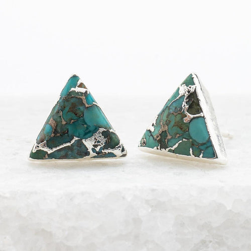 triangle silver and turquoise earrings