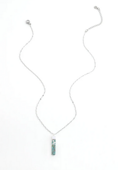 Turquoise & Silver Bar Necklace, Give freedom to girls & women!